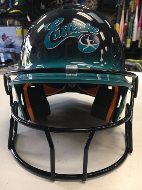 Load image into Gallery viewer, Schutt Navy/Teal Softball Size Specific XS Used Batting Helmet
