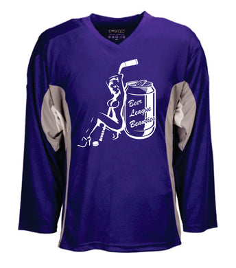 Beer League Beauties Adult Purple/Silver New Hockey Jersey