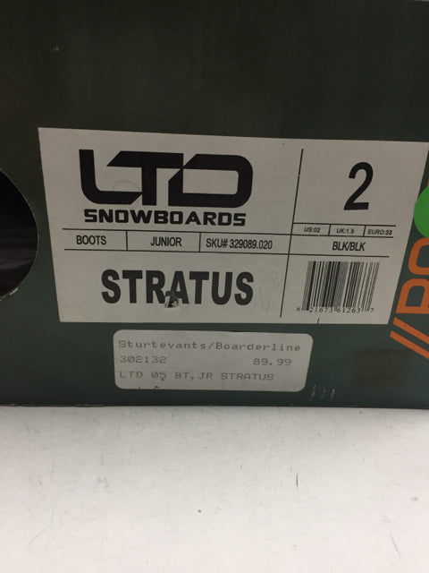 Load image into Gallery viewer, LTD Stratus Black Jr. Size Specific 2 New Snowboard Boots
