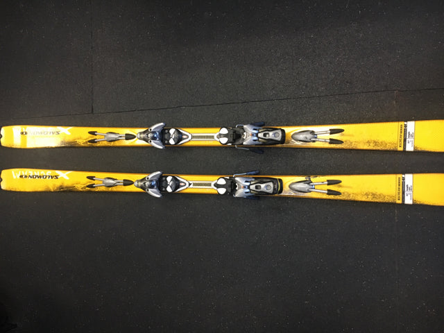 Load image into Gallery viewer, Salomon X Scream Yellow Length 187cm Used Downhill Skis w/Bindings
