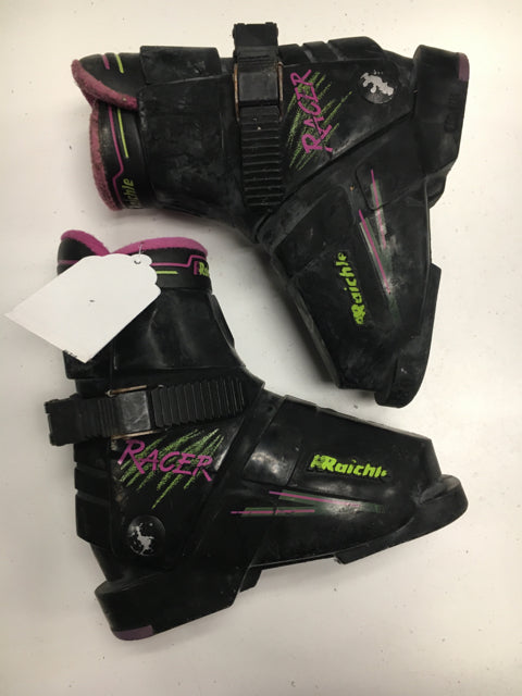 Load image into Gallery viewer, Used Raichle Racer Black/Pink Size 14.0 Downhill Ski Boots
