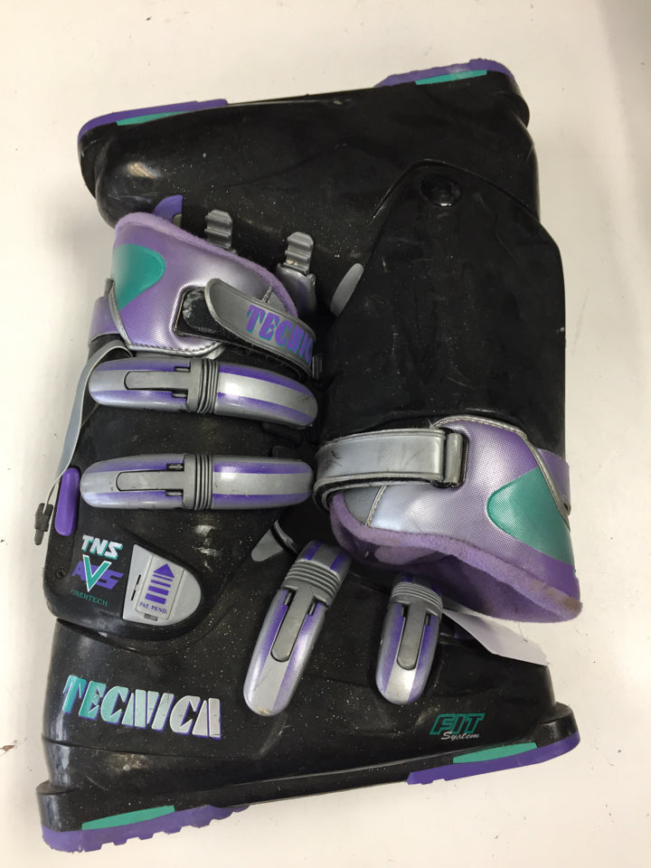 Load image into Gallery viewer, Tecnica TNS AVS Black/Purple/Teal Size 298mm Used Downhill Ski Boots
