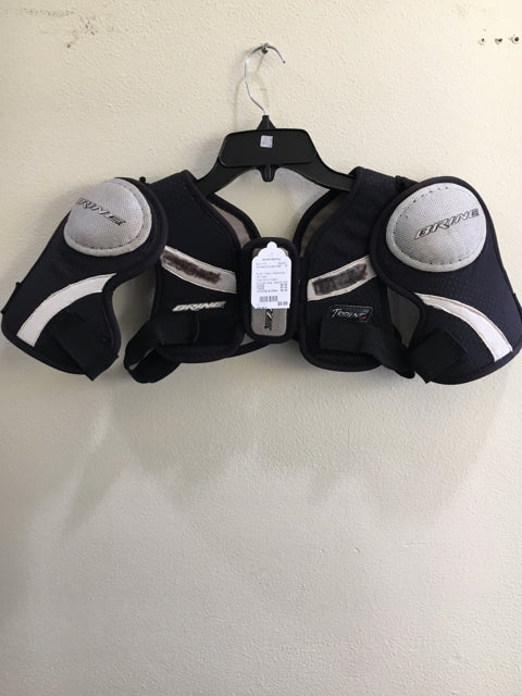 Load image into Gallery viewer, Brine Trident Black/Gray JR Used Lacrosse Shoulder Pads
