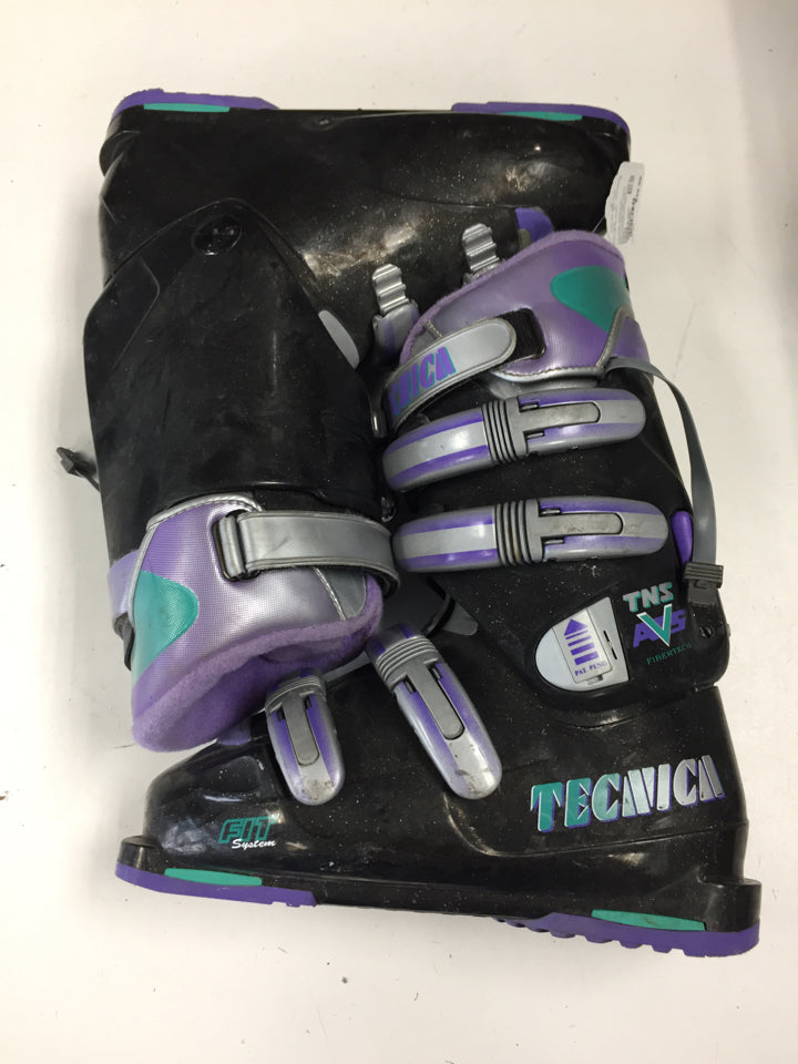 Load image into Gallery viewer, Tecnica TNS AVS Black/Purple/Teal Size 298mm Used Downhill Ski Boots
